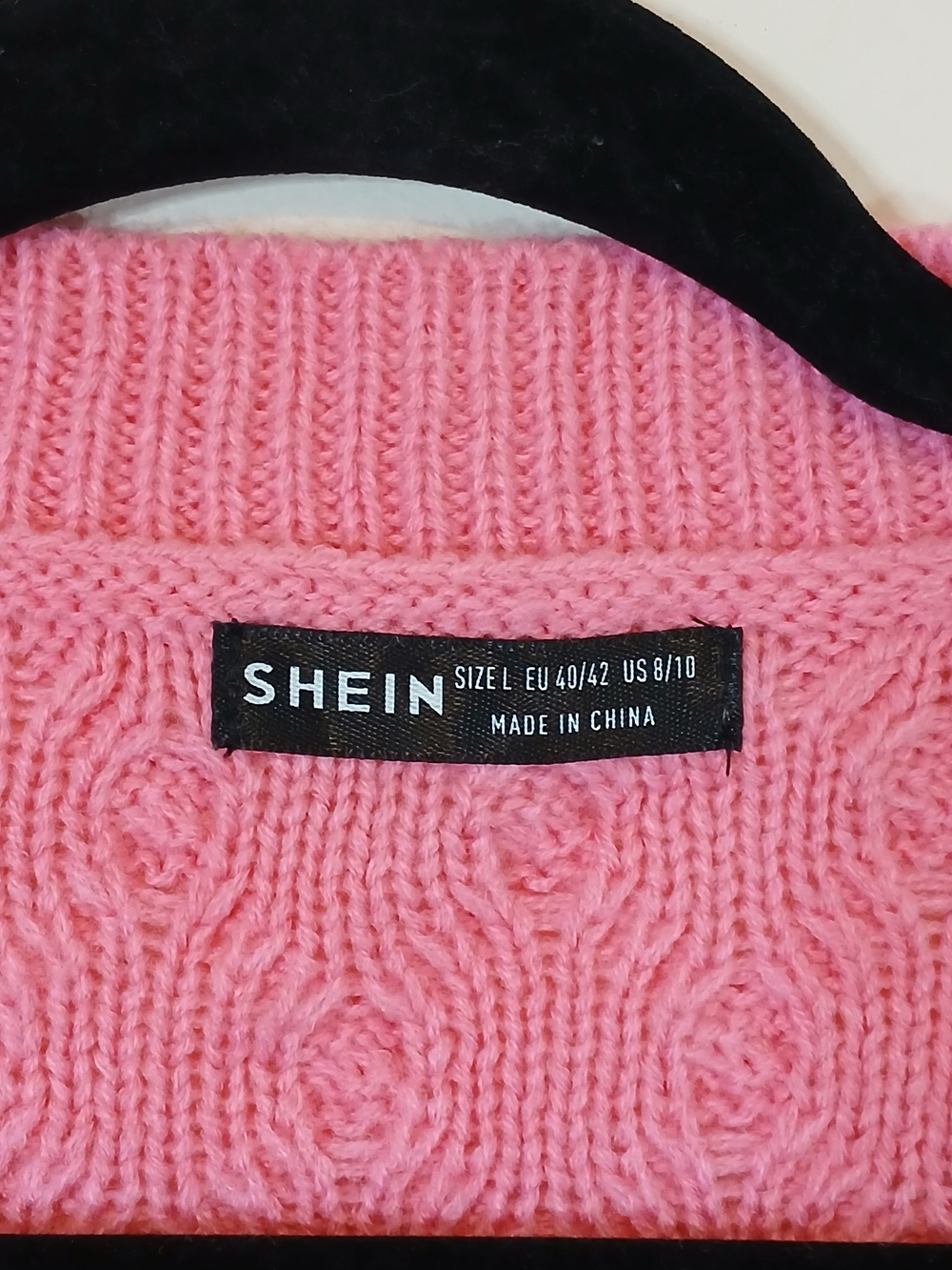 A191. SHEIN Cable Knit Sweater Vest Pink Large Like New - Picture 5 of 7